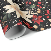 Festive Red and White Poinsettia Christmas Holiday Cadeaupapier (Rol Hoek)