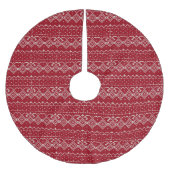 Festive Red and White Scandinavian Knit Pattern Kerstboom Rok (Voorkant)