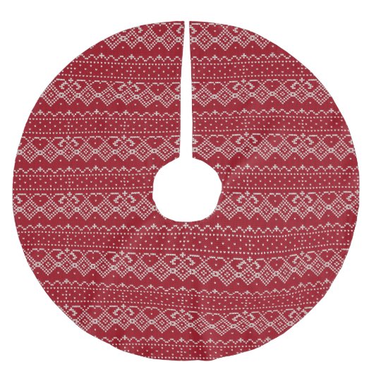 Festive Red and White Scandinavian Knit Pattern Kerstboom Rok (Voorkant)
