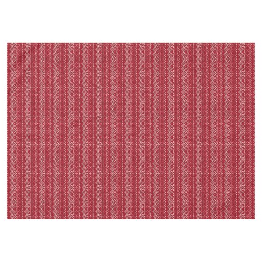 Festive Red and White Scandinavian Knit Pattern Tafelkleed (Voorkant (Horizontaal))
