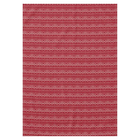 Festive Red and White Scandinavian Knit Pattern Tafelkleed (Voorkant)