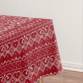 Festive Red and White Scandinavian Knit Pattern Tafelkleed (Voorbeeld)
