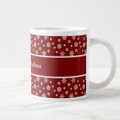 Festive Red and White Snowflake Grote Koffiekop (Rechts)