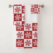 Festive Red and White Snowflake-kerstpatroon Bad Handdoek (Insitu)
