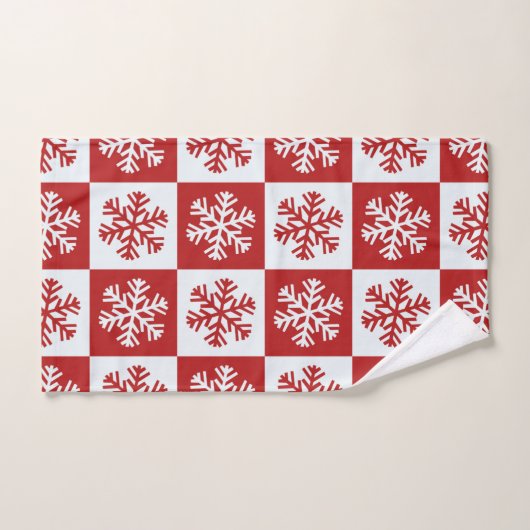 Festive Red and White Snowflake-kerstpatroon Bad Handdoek (Handdoek)