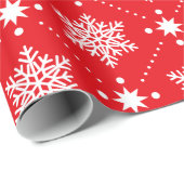 Festive Red and White Snowflakes-kerstpatroon Cadeaupapier (Rol Hoek)