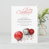 Festive Red Baubles vieren het seizoen Kaart (Staand voorkant)