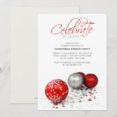 Festive Red Baubles vieren het seizoen Kaart (Voorkant / Achterkant)