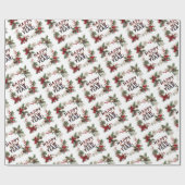  Festive Red Berries Happy New Year Pattern Cadeaupapier (Vlak)