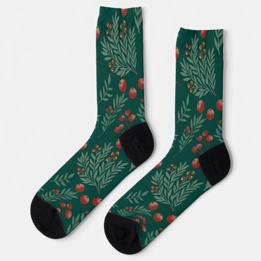 Festive Red Berry Christmas Socks Sokken (Links)