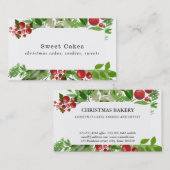 Festive Red Berry Holly verliest kerstbakkerij Visitekaartje (Voorkant / Achterkant)