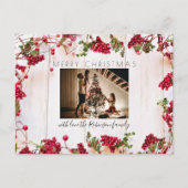 Festive Red Berry Kerstfeestdag Foto Briefkaart (Voorkant)