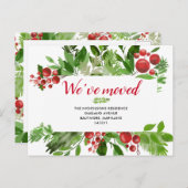 Festive Red Berry New Home | We hebben ons verplaa Aankondigingskaart (Voorkant / Achterkant)