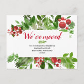 Festive Red Berry New Home | We hebben ons verplaa Aankondigingskaart (Voorkant)
