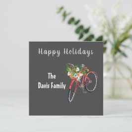 Festive Red Bike Holiday Flat Kaart