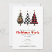 Festive red black buffalo Christmas tree invites Kaart (Voorkant)