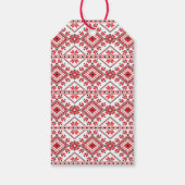 Festive Red Black Classic Nordic Fair Isle Motif Cadeaulabel (Achterkant)