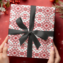 Festive Red Black Classic Nordic Fair Isle Motif