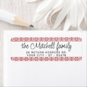 Festive Red Black Classic Nordic Fair Isle Motif Etiket (Insitu)