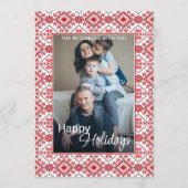 Festive Red Black Classic Nordic Fair Isle Motif Feestdagenkaart (Voorkant)