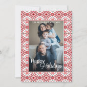 Festive Red Black Classic Nordic Fair Isle Motif Feestdagenkaart (Voorkant)