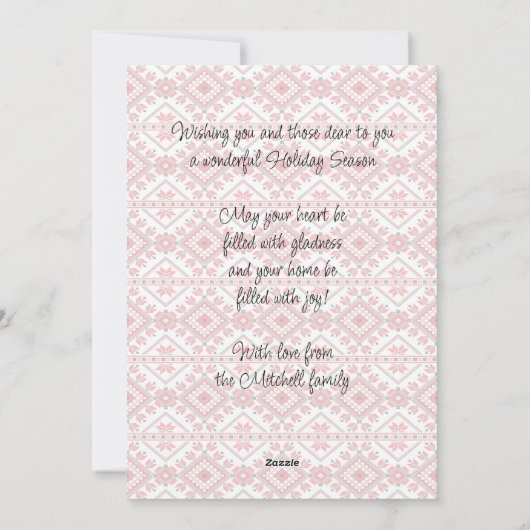 Festive Red Black Classic Nordic Fair Isle Motif Feestdagenkaart (Achterkant)