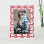 Festive Red Black Classic Nordic Fair Isle Motif Kaart (Voorkant)