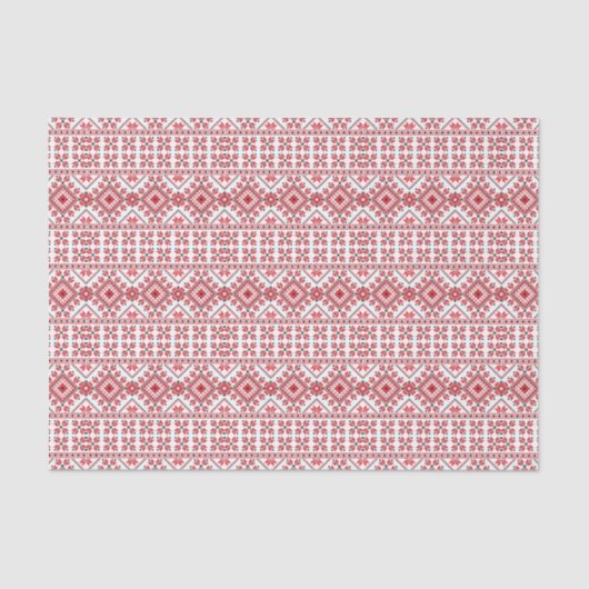 Festive Red Black Classic Nordic Fair Isle Pattern Tissuepapier (Voorkant)