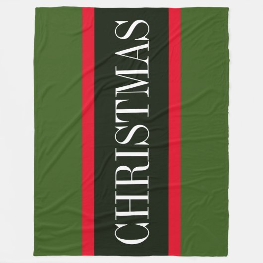 Festive Red Black Forest Green CHRISTMAS Stripes Fleece Deken (Voorkant)