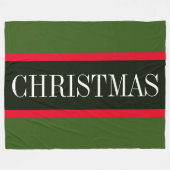 Festive Red Black Forest Green CHRISTMAS Stripes Fleece Deken (Voorkant (Horizontaal))