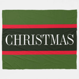 Festive Red Black Forest Green CHRISTMAS Stripes Fleece Deken