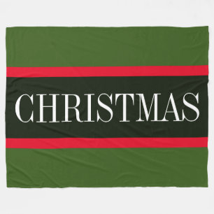 Festive Red Black Forest Green CHRISTMAS Stripes Fleece Deken