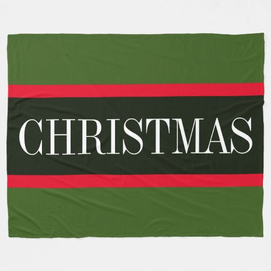 Festive Red Black Forest Green CHRISTMAS Stripes Fleece Deken (Voorkant (Horizontaal))