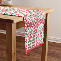 Festive Red Black Nordic Fair Isle Snowflake Motif