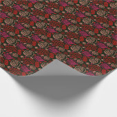 Festive Red Black One Line Art Pattern-Feestdagen Cadeaupapier (Hoek)