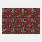 Festive Red Black One Line Art Pattern-Feestdagen Inpakpapier Vel (Voorkant)