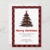 Festive Red Black Tartan Christmas Greeting Feestdagenkaart (Voorkant)