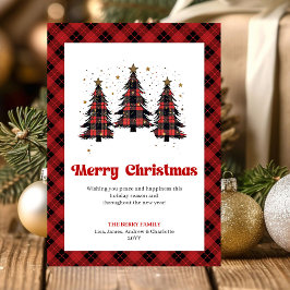 Festive Red Black Tartan Holiday Greeting Card Feestdagenkaart