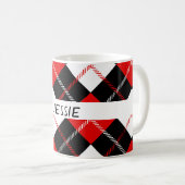Festive Red Black White Argyle Koffiemok (Voorkant rechts)