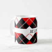 Festive Red Black White Argyle Koffiemok (Voorkant links)