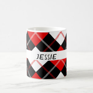 Festive Red Black White Argyle Koffiemok