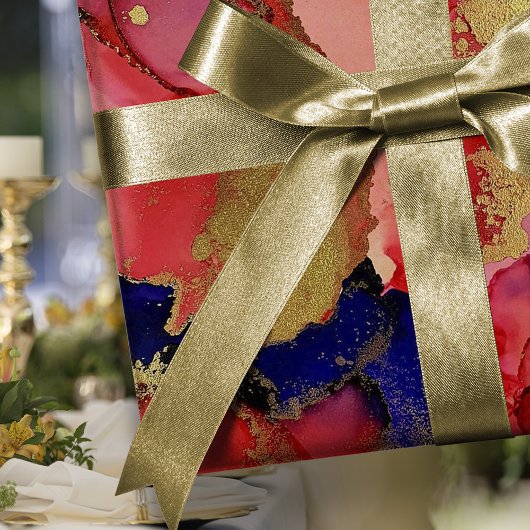 Festive Red Blue Gold Cadeaupapier