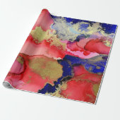Festive Red Blue Gold Cadeaupapier (Uitgerold)