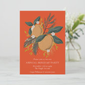 Festive Red Botanical Business Holiday Party Kaart (Staand voorkant)