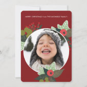 Festive Red Botanical Circuit Foto Kerstmis Feestdagenkaart (Voorkant)