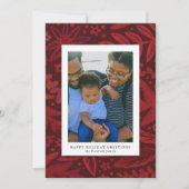 Festive Red Botanical Holiday Photo Card (Voorkant)