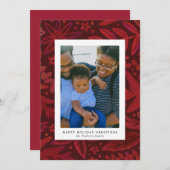 Festive Red Botanical Holiday Photo Card (Voorkant / Achterkant)