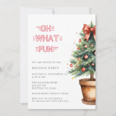 Festive Red Bow Christmas Tree Party Feestdagenkaart (Voorkant)