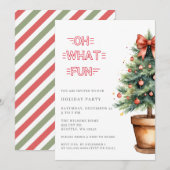 Festive Red Bow Christmas Tree Party Feestdagenkaart (Voorkant / Achterkant)