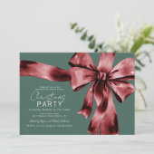 Festive Red Bow Corporate Christmas Party Kaart (Staand voorkant)